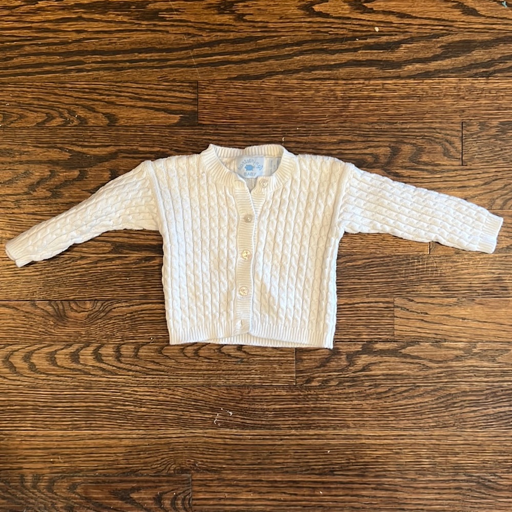 Hartstrings White Cableknit Sweater 6M